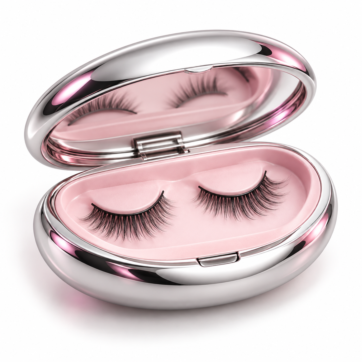 Sculptural silver lash compact